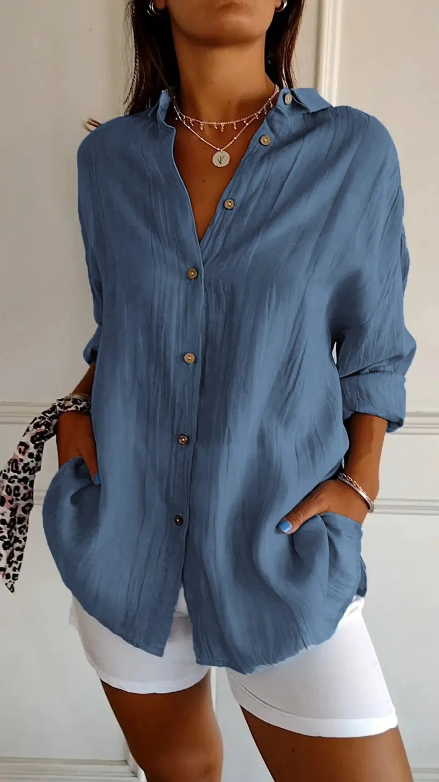 Dames Blouse Zomerse Luchtige Knoopsluiting - StudioMarella
