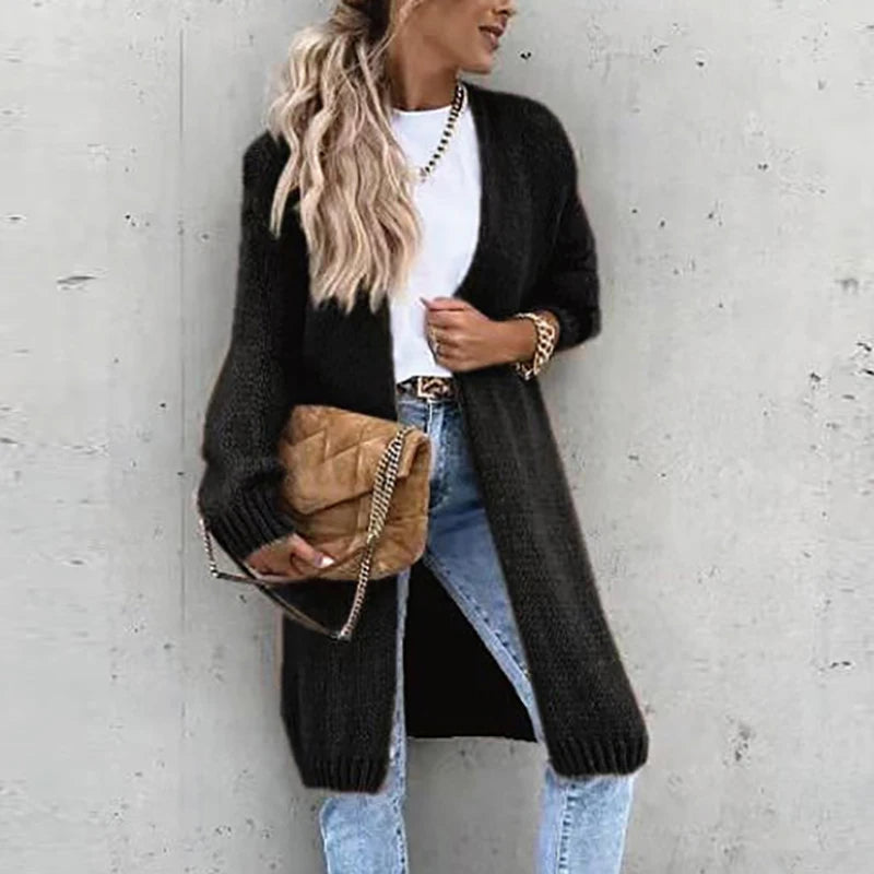 Damescardigan Kasjmier Middellang Warm Herfst Winter