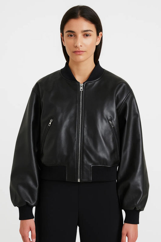 Dames Bomberjack Kort Model Elastische Boorden Casual Stijl - StudioMarella