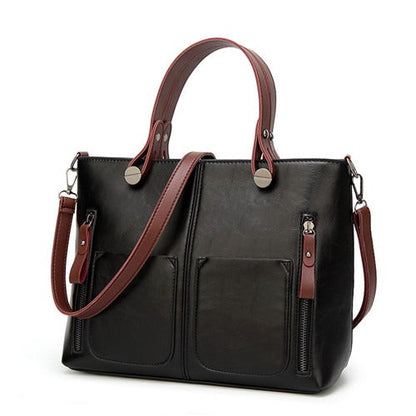 Dames Leren Schoudertas Vintage Look Chique