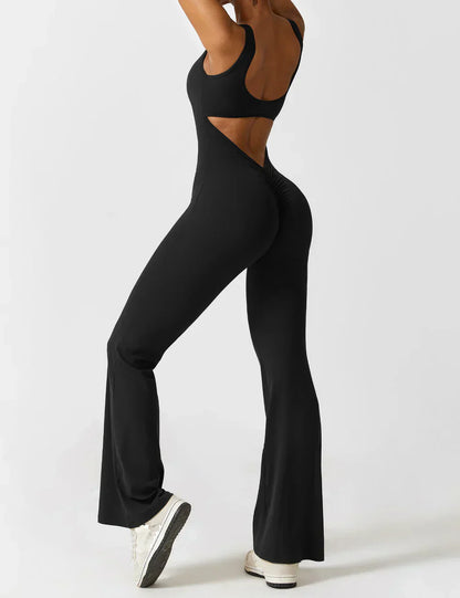 Jumpsuit Zijde V-Hals Comfortabele Flair Broek