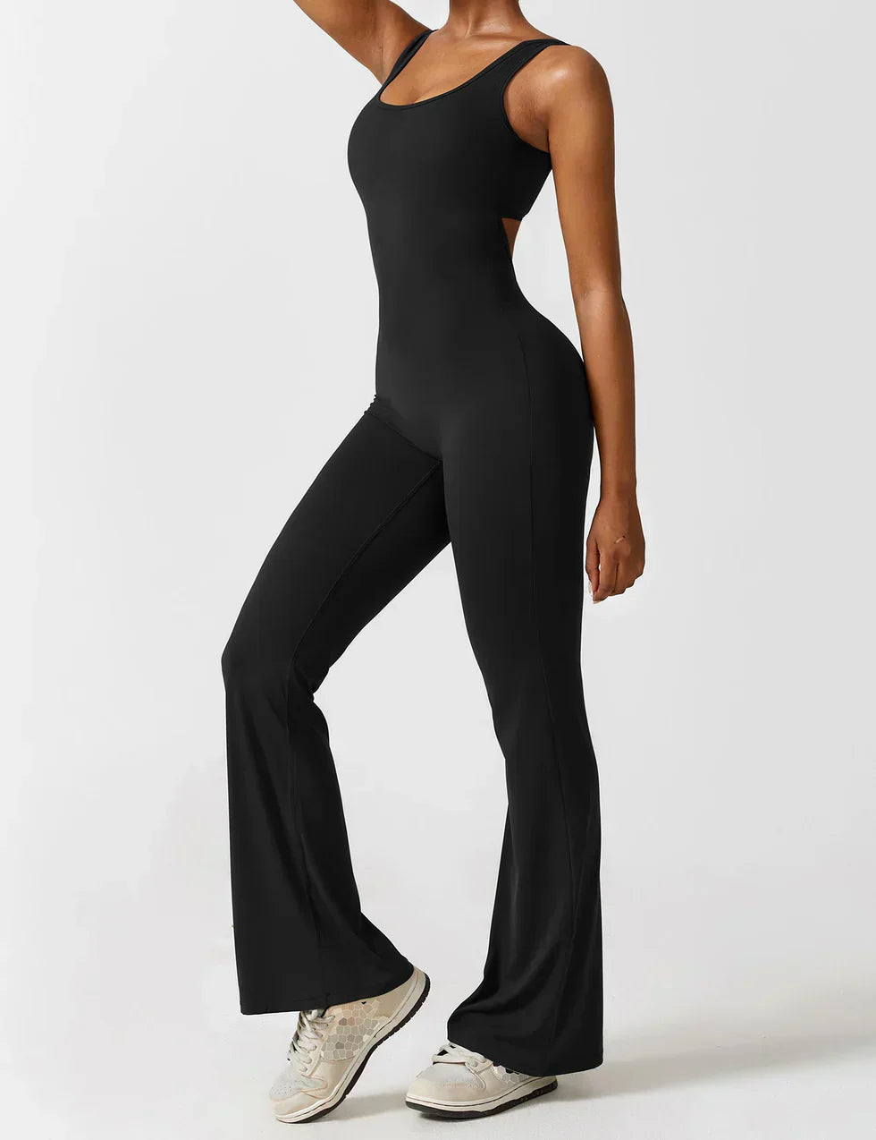 Jumpsuit Zijde V-Hals Comfortabele Flair Broek
