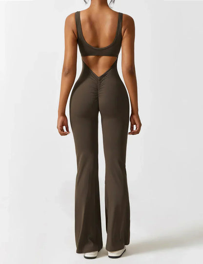 Jumpsuit Zijde V-Hals Comfortabele Flair Broek