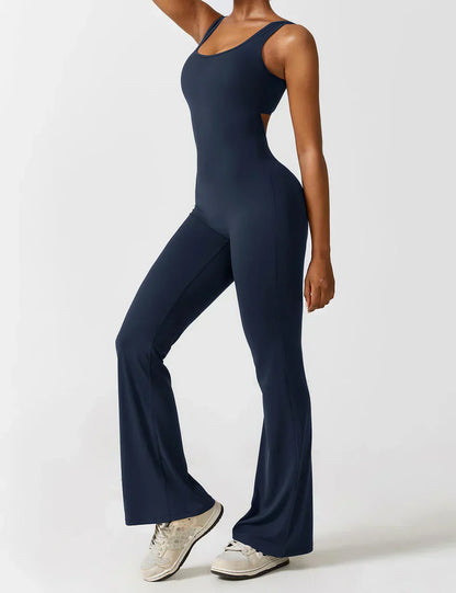 Jumpsuit Zijde V-Hals Comfortabele Flair Broek