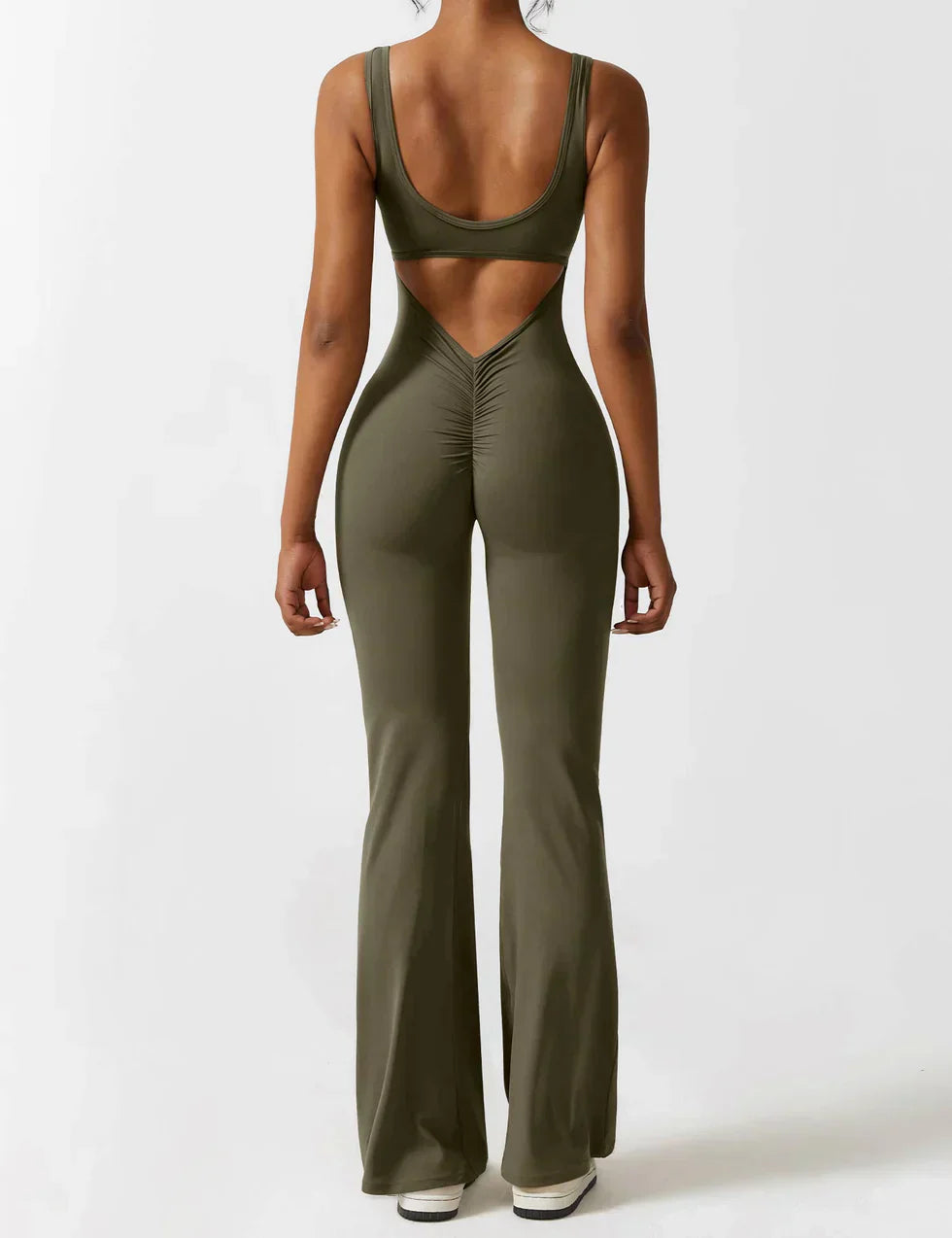 Jumpsuit Zijde V-Hals Comfortabele Flair Broek