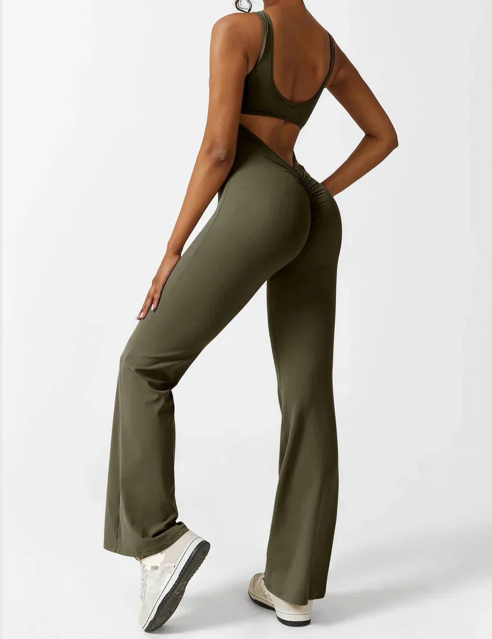 Jumpsuit Zijde V-Hals Comfortabele Flair Broek
