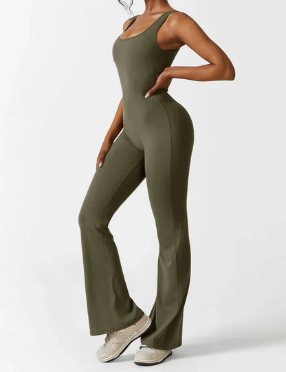 Jumpsuit Zijde V-Hals Comfortabele Flair Broek