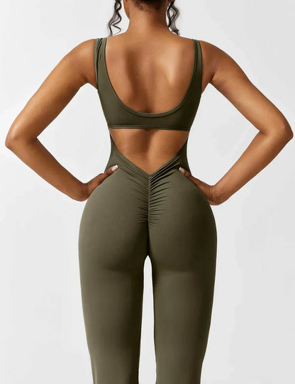 Jumpsuit Zijde V-Hals Comfortabele Flair Broek