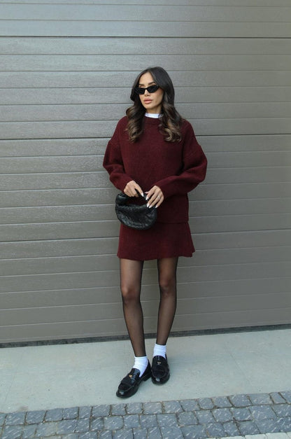 Violet Gebreide Set Top en Rok Damestonen