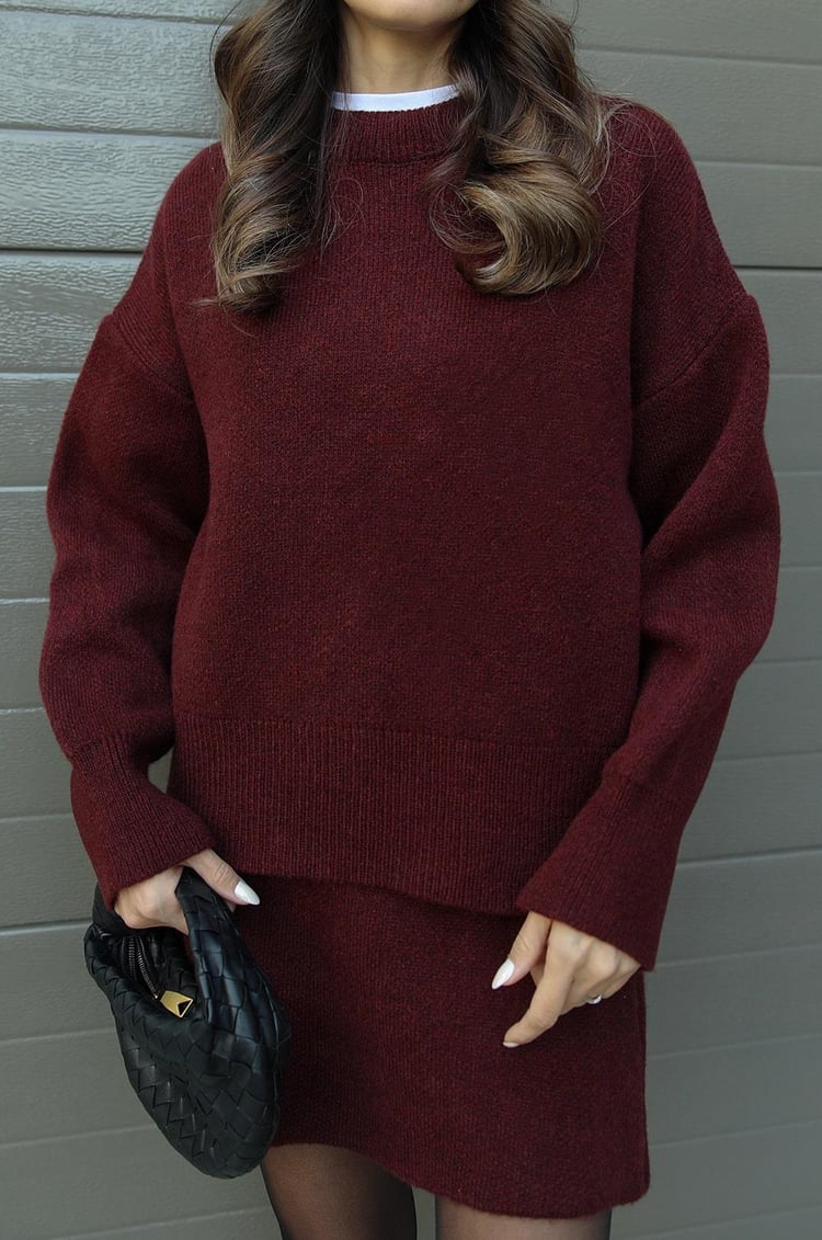 Violet Gebreide Set Top en Rok Damestonen