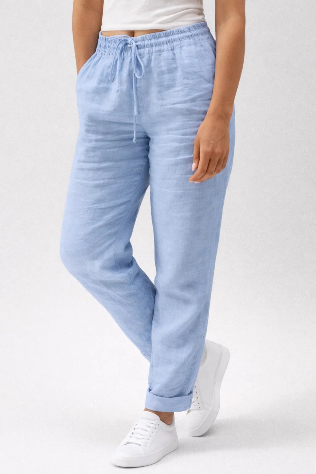 Dames Broek Luchtig Recht Model met Trekkoord Casual - StudioMarella