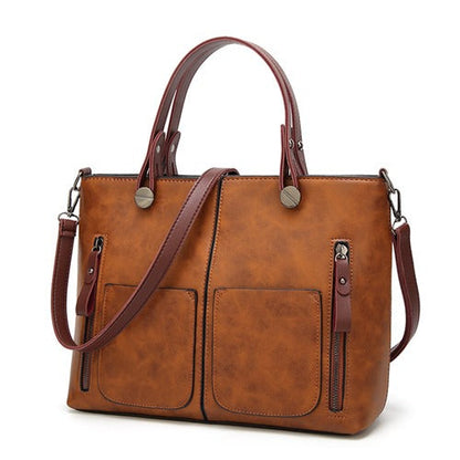 Dames Leren Schoudertas Vintage Look Chique