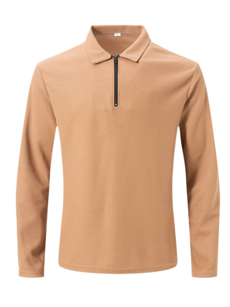 Heren Wafelshirt Lange Mouwen V-Hals Katoen