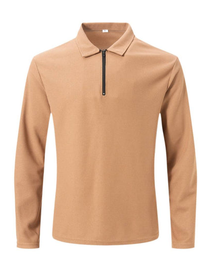 Heren Wafelshirt Lange Mouwen V-Hals Katoen