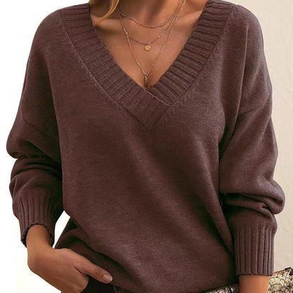 Dames Trui Gebreid V-hals Elegante Basisstijl
