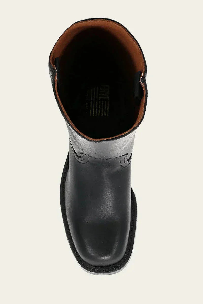 Dames Laarzen Zwarte Lage Hak Leer Stijlvol