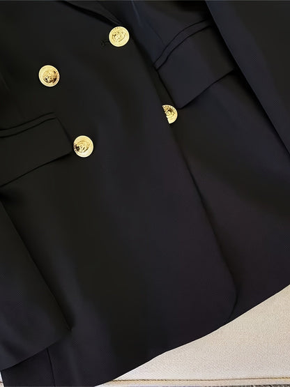 Damesblazer Slim Fit Gouden Knopen Elegant Zwart