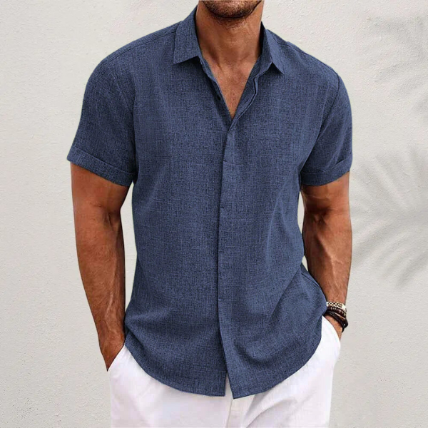 Heren Linnen Overhemd Kort Mouwen Zomerse Kleding
