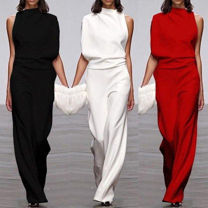Loreva Jumpsuit Asymmetrisch Hoge Kraag Ontbloot Schouder