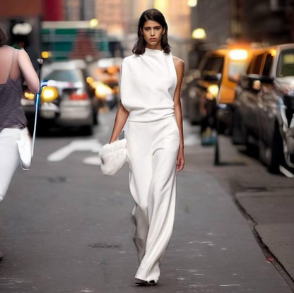 Jumpsuit Asymmetrisch Hoge Kraag Een Schouder Bloot