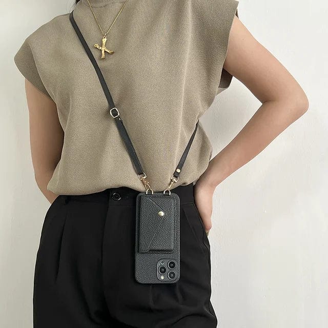 Leren Telefoonhoesje met Pasjeshouder Crossbody Design