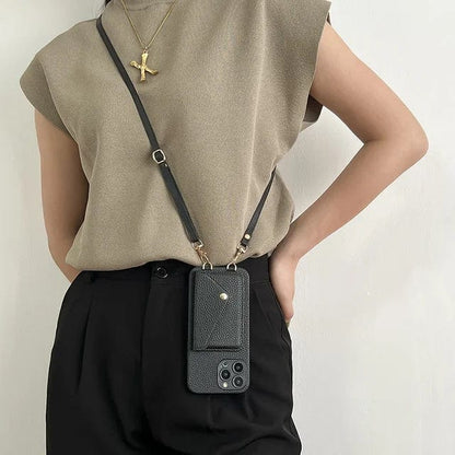 Leren Telefoonhoesje met Pasjeshouder Crossbody Design