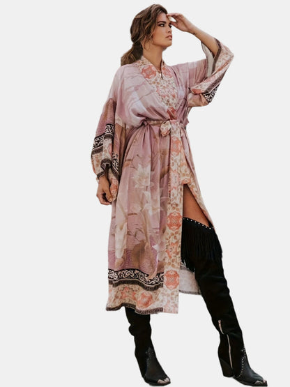 Maxi Kimono Dames Bloemenprint Zomerjurk