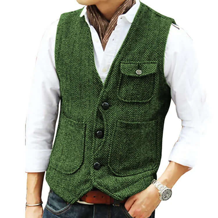Heren Gilet Kasjmier Look Elegant Enkele Sluiting Comfortabel