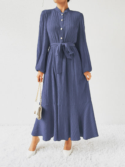Vrouwenjurk Lange Mouwen met Taille Accent