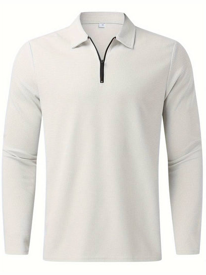 Heren Wafelshirt Lange Mouwen V-Hals Katoen