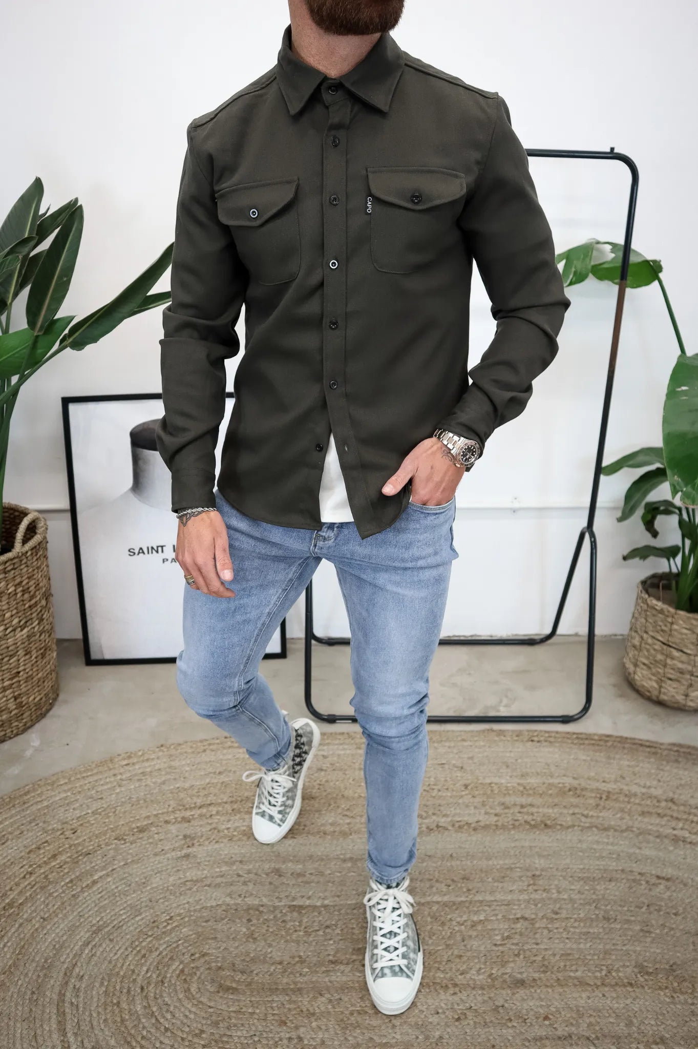 Heren Overshirt Casual Shirtjas met Knoopsluiting