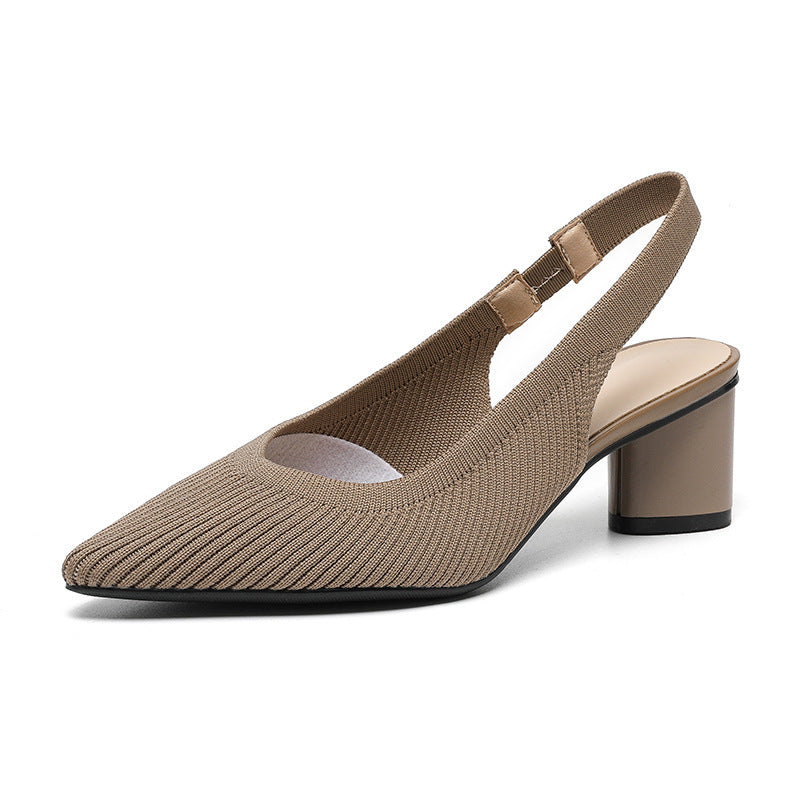 Slingback Hakken Puntneus Blokhak Damesschoenen