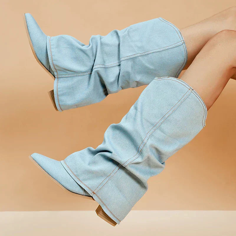 SORELLE Denim Laarzen met Strik Details - StudioMarella