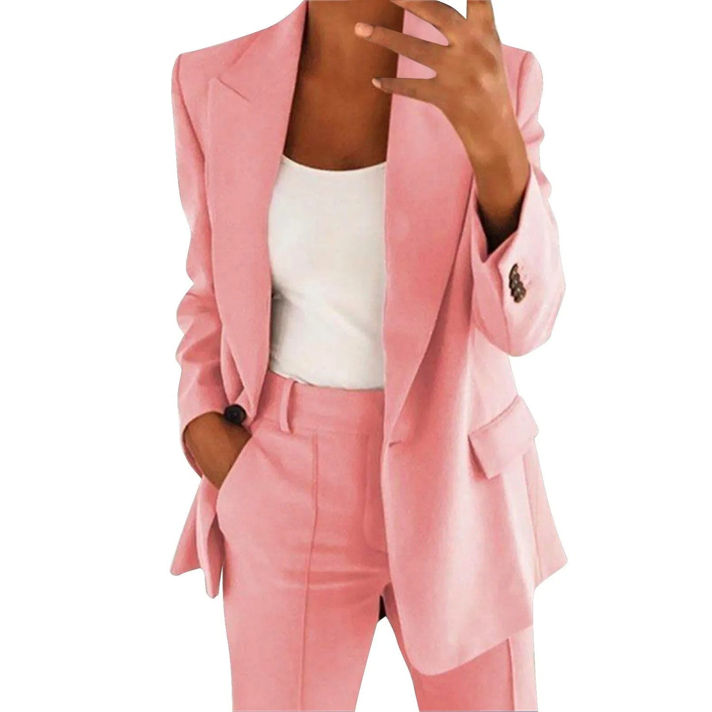 Dames Blazer Pak Effen Stijl Met Broek
