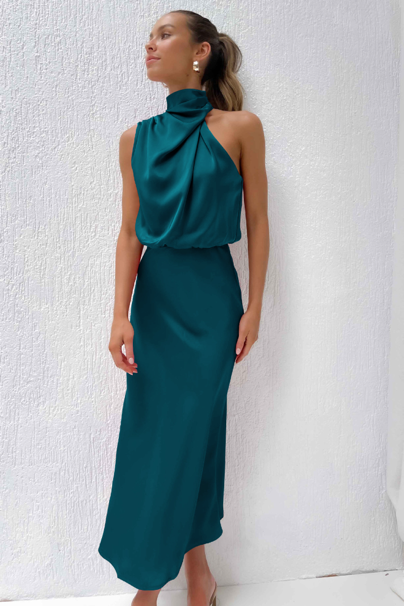 Elegante Maxi Jurk voor Vrouw Met Lage Halslijn