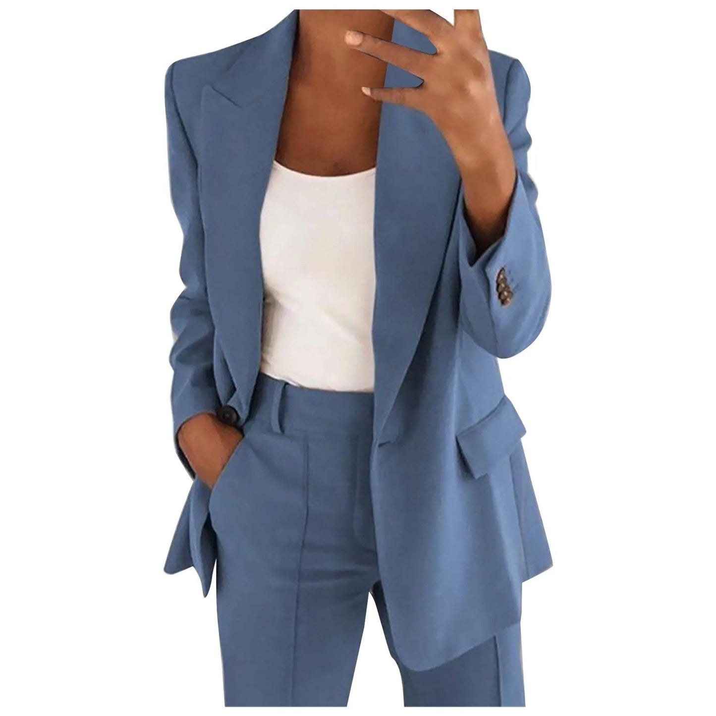 Dames Blazer en Broek Set Effen Kleur Klassiek Design
