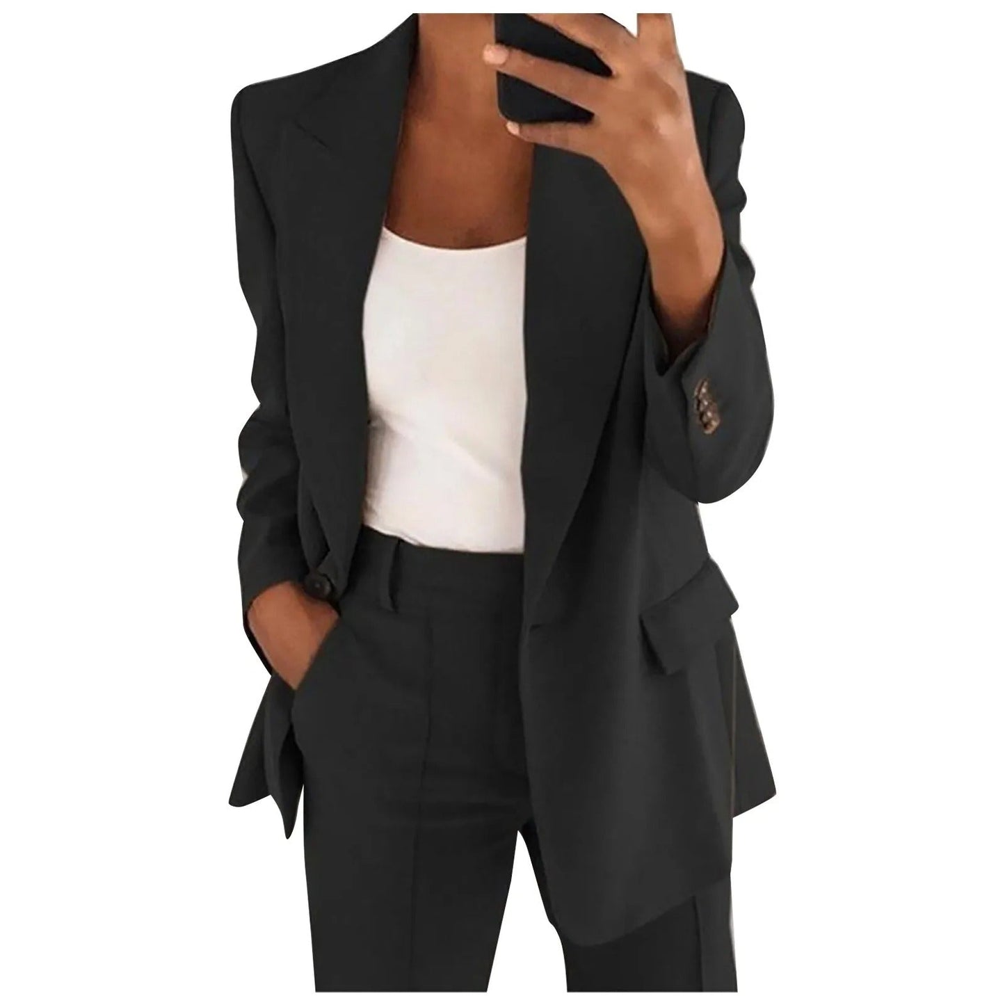 Dames Blazer en Broek Set Effen Kleur Klassiek Design