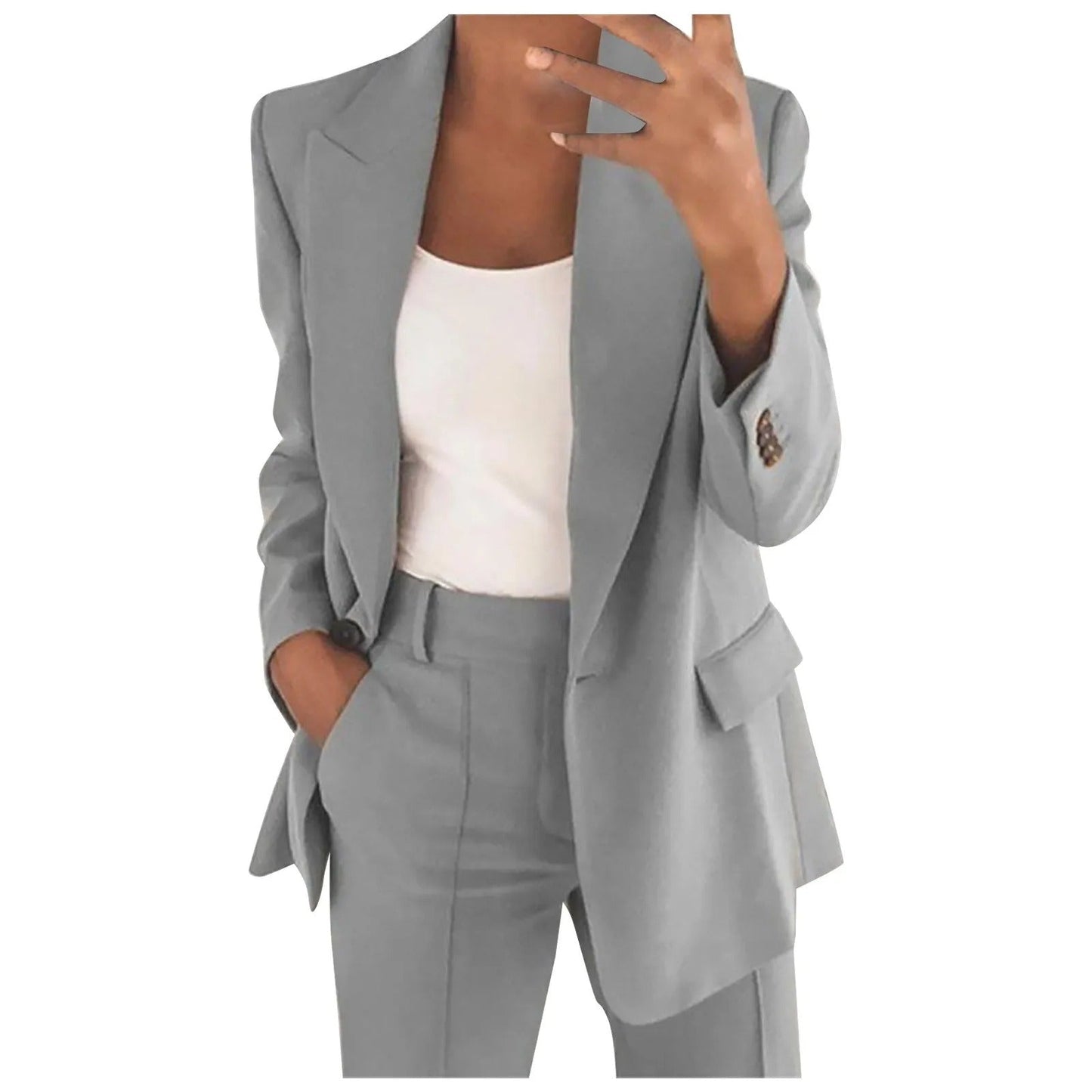 Dames Blazer Pak Effen Stijl Met Broek