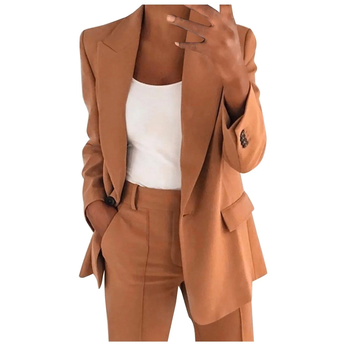 Dames Blazer Pak Effen Stijl Met Broek
