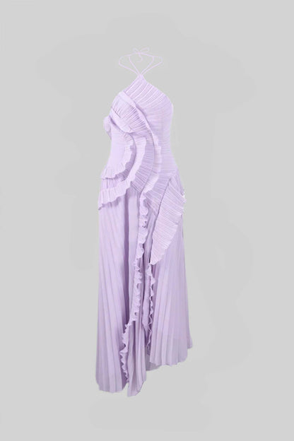 Midi Jurk met Ruches en Plooien - Lavendel Jurk