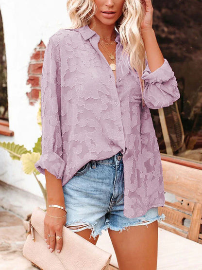 Vrouwelijke Zomerblouse Lange Mouwen Gedrukt