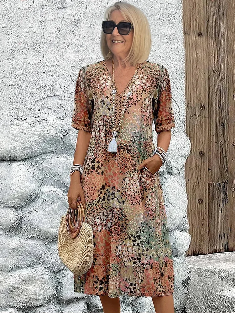 Zomerjurk Kort V-hals Comfortabele Zomerdress