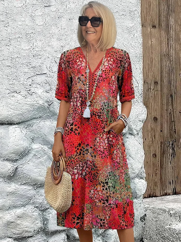 Zomerjurk Kort V-hals Comfortabele Zomerdress - StudioMarella