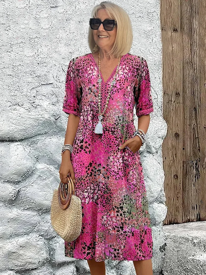 Dames Bloemenjurk Met Elegante Pasvorm