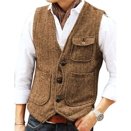 Heren Gilet Kasjmier Look Elegant Enkel Sluiting - StudioMarella