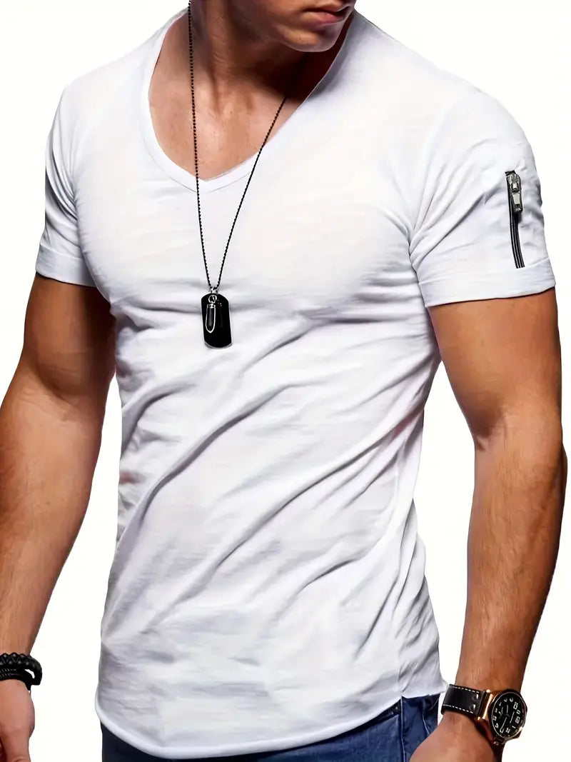 Heren T-shirt V-hals Casual Kort Model