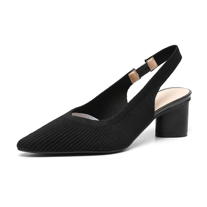 Slingback Hakken Puntneus Blokhak Damesschoenen
