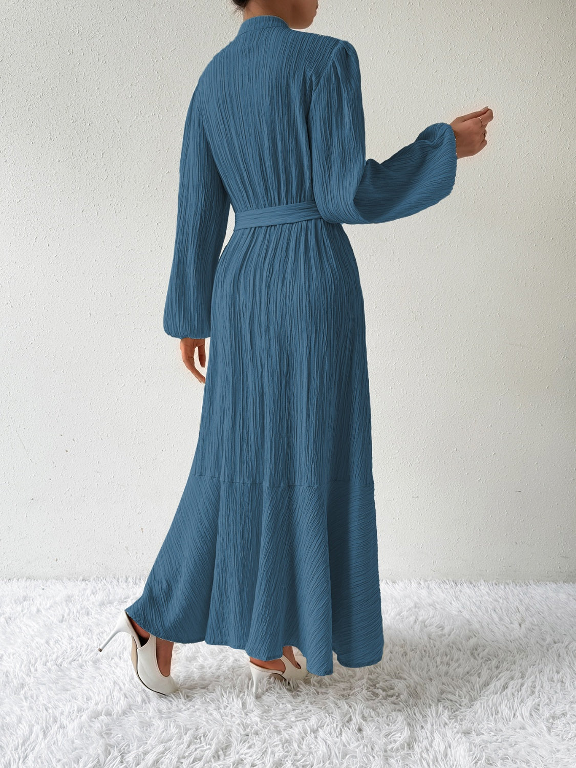 Vrouwenjurk Lange Mouwen met Taille Accent