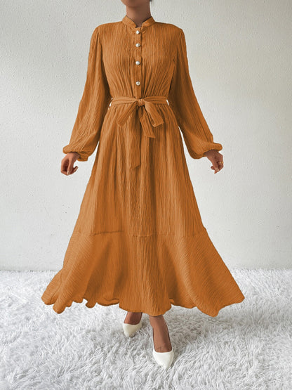 Vrouwenjurk Lange Mouwen met Taille Accent