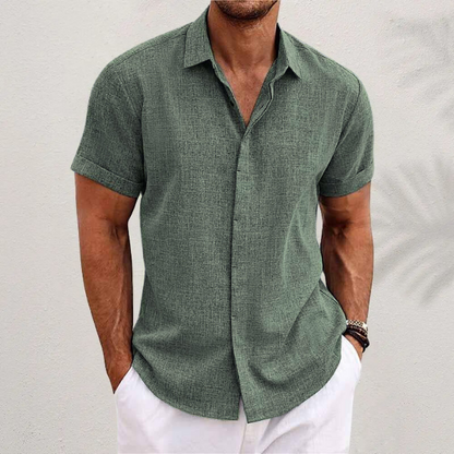 Heren Linnen Overhemd Kort Mouwen Zomerse Kleding